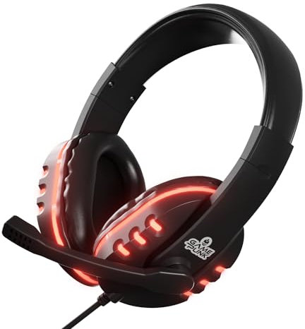 GamePunk Nightowl Casque LED | Roue de volume réglable | Fonction plug-and-chat rapide | Bandeau réglable | Câble G-Foot | Microphone intégré | Compatible avec PC, PS5, Xbox Series X et S