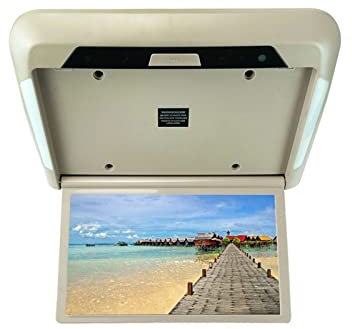 Lettore DVD portatile Monitor da tetto for auto LCD Schermo ribaltabile Video multimediale da soffitto Display for montaggio su tetto a soffitto Costruito nel trasmettitore FM USB(13.3 inch Gray)