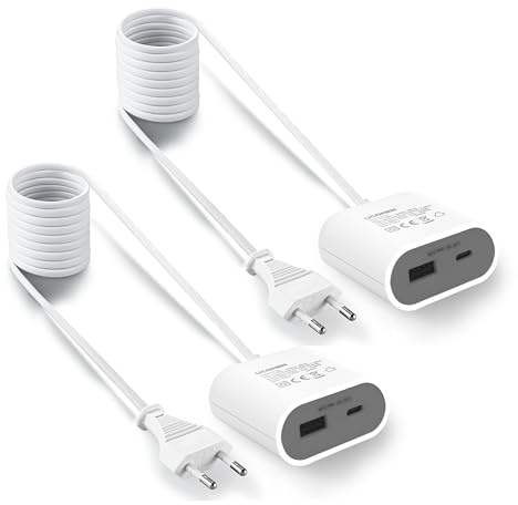 UCOMEN 17W Schnellladegerät mit 1.5 m Kabel, mit einem USB A und einem USB C,3.5A, grau 2 Pack