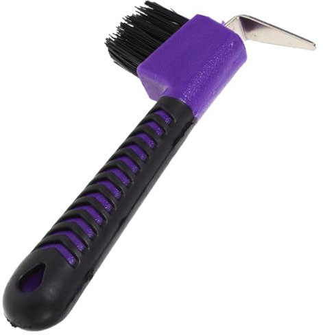Yardwe Horse Hoof Pick Brush with Rubber Grip and Stiff Bristles for Horse Grooming Portable Hoof Cleaning Tool Random Color