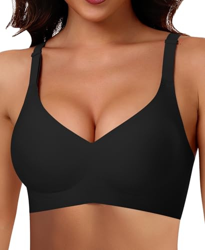 Ganado Damen BH Ohne Bügel Nahtloser BH Bequeme Weiche Glatte BHS Bügellose BHS Tiefem V-Ausschnitt Bralette Soft Bra Bustier