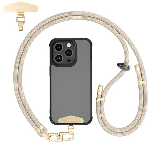 Zimoer Universal Phone Lanyard Crossbody and Wrist Strap Set, Adjustable Neck Strap with Metal Buckle Compatible with Most Mobile Phones (Khaki)