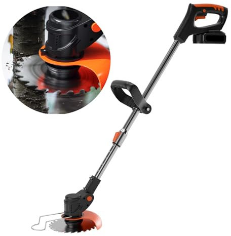 FfiMe 3-in-1 Electric Cordless Grass Strimmer, 500W weed sweeper, Portable Garden Grass Trimmer, with Blades & 2 Packs 1300mAh Battery for Garden Cleaning Weeds Flowers Trees black