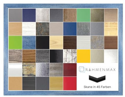 RahmenMax Skane Bilderrahmen Posterrahmen Puzzlerahmen 60x80 cm Hellblau Gewischt 80x60 cm mit weisser Rückwand und Antireflex Acrylglas