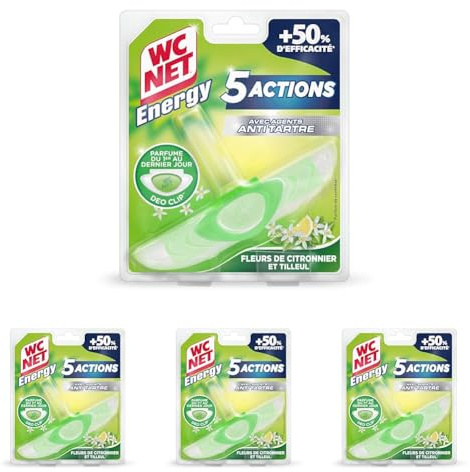 WC Net Energy Bloc Anti-tartre 5 Actions Fleurs de Citronniers & Tilleul 38 g (Lot de 4)