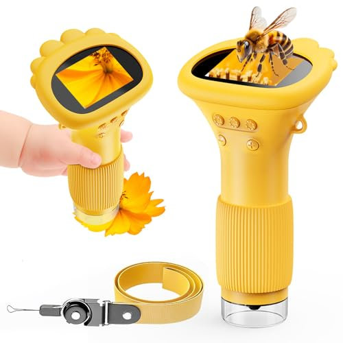 prabensei Microscope portable pour enfants, 2,0, 1000X, microscope USB, avec 8 éclairages LED réglables, jouet numérique pour garçons et filles, connexion au PC