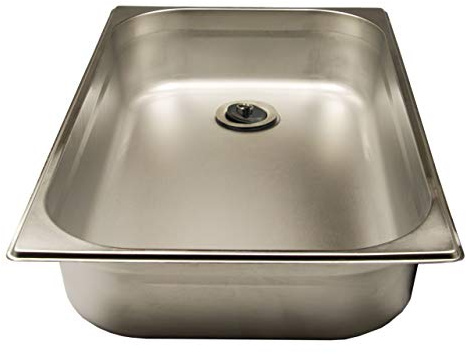AcMax Waschbecken 1/1 530mm x 325mm x 100mm, Edelstahl mit einem, Universal Ablaufventil