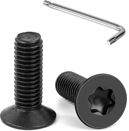 Tunejoy 20 Stück M8 x 25 mm Senkkopfschrauben Torx Schwarz Senkschrauben Edelstahl A2 V2A Maschinenschrauben Senkkopf Innensechskant Vollgewinde mit T40 Inbusschlüssel