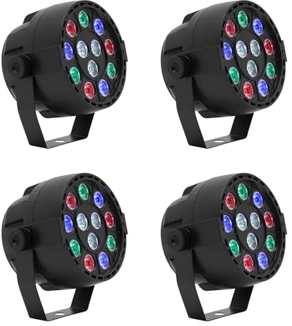 4StüCk BüHnenlicht Set LED RGB Flat Par Licht DMX BüHncht Beleuchtung Par Spotlights Disco Licht Effekt Mehrere Steuermodi FüR Hochzeiten Geburtstagsfeiern Freunde/Familientreffen Bankette 12W