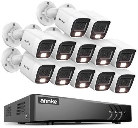 ANNKE 1080P Kabelgebundenes CCTV Überwachungskamera Set mit Audio, 16 Kanal 3K Lite DVR mit 12x 1080P Kameras mit Dual-Licht, Personen- und Fahrzeugerkennung, Farb-Nachtsicht, IP67, ohne Festplatte