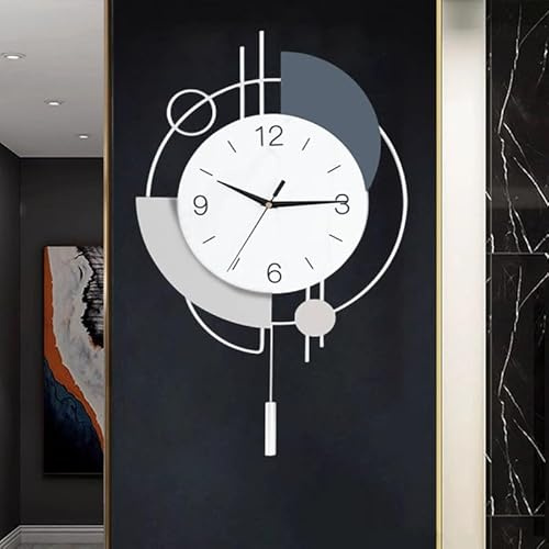 TOHOOYO Wanduhren für Wohnzimmer Dekoration große dekorative Wanduhren batteriebetrieben für Schlafzimmer Küche Büro Haus große Metallwanduhr mit Pendel stille Wanduhr Nicht tickend 13x21.65Zoll