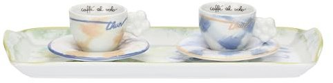 THUN Set 2 tazzine caffè con vassoio, porcellana, Collezione Giardino di Primavera, dimensione