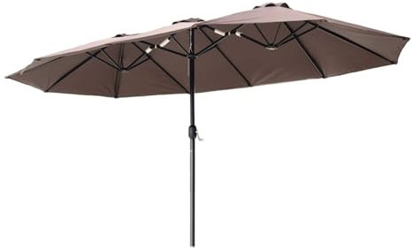 QSPNVFB Sombrilla De Jardín Doble con Manivela Grande Parasol De Mesa De Mercado Protección UV 460x270cm Triple Sombrilla De Terraza Piscina Exterior(Coffee)