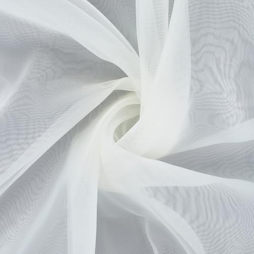 CABODYALS 5M White Sheer Organza Fabric By The Metre Transparent Silk Chiffon Gauze Fabrics Polyester Breathable Cloth for Sewing Making Home Wedding Decoration Clothing Accessories Diy Crafts Supply
