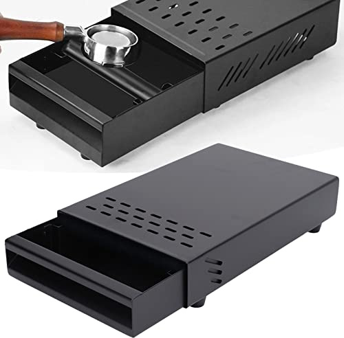 KooingTech Coffee Knock Box Drawer, Coffee Knock Box Stainless Steel, Thickened Coffee Residue Powder Box for Household Shop(Black)