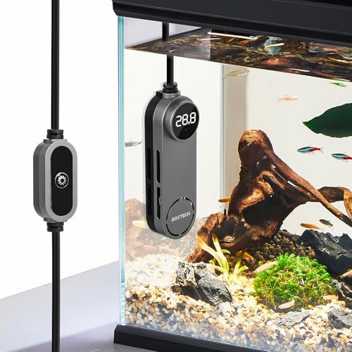 boxtech Liten nedsänkbar akvarievärmare – 100 W akvarium värmare, mini sköldpadda betta tankvärmare med extern justerbar temperaturkontroll för tankar på 12 till 25 gallon