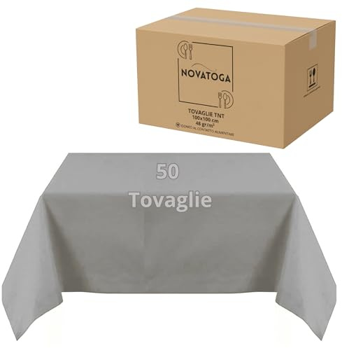 Manteles cubremanchas desechables gris TNT 100 x 100 cm resistentes tipo tela alto gramaje 48 g manteles fiesta restaurante pizzería agroturismo trattoria cubremesa desechables impermeables (50)