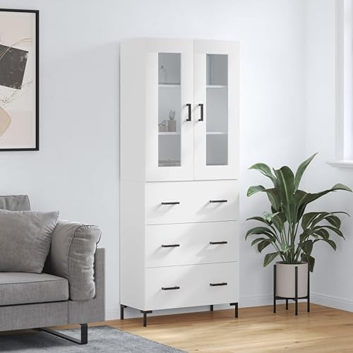 Frdhee Kaffeeschrank, Küchenbuffet, Kommode, Schrank Küche, Küchenkommode, Highboard Weiß 69,5x34x180 cm Holzwerkstoff Für Esszimmer Bar Küche Flur
