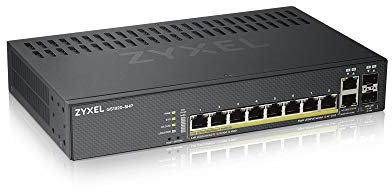 Zyxel Gigabit Ethernet Smart-Managed PoE+ Switch mit 8 Ports, einem Budget von 130 Watt und 2 Gigabit-Combo-Ports, Hybrid Cloud-Modus, Lifetime Garantie [GS1920-8HPv2]
