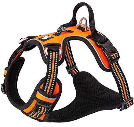 TRUE LOVE Harnais pour Chien No Pull Nylon Souple Réfléchissant Réglable pour Petit Grand Animal Domestique TLH56512(XL, Orange)