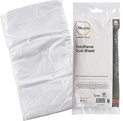 Fogli antipolvere 2 confezioni di protezione per pittura e mobili per pavimenti in polietilene, impermeabile, 3,7 m x 3,7 m