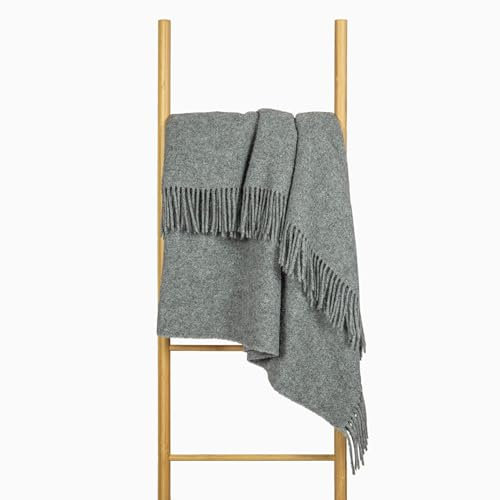 Wolldecke 140x200, 100% Schurwolle, warme & langlebige Decke, weiche Wohndecke Wolle, kuschelige Decke Wolle für Sofa & Bett, Hochwertige Schurwolldecke mit Fransen - Nostra ZELANDIA Wool Blanket