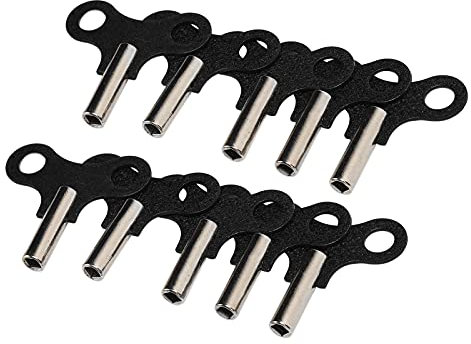 Shanrya Wanduhr-Aufzugsschlüssel, praktisches Zubehör für die Uhrenreparatur, geeignet für mechanische Tisch- und Wanduhren, Schwarz, 10er Pack