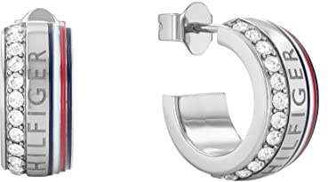 Tommy Hilfiger Jewelry Pendientes de Aro para Mujer de Acero Inoxidable con Cristales - 2780623