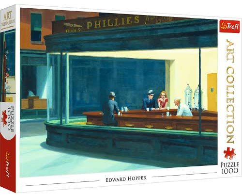 Trefl - Nighthawks, Edward Hopper - Puzzle 1000 Elementi, Art Collection, Arte, Pittura Americana, Puzzle Fai Da Te, Creativo, Divertimento, Puzzle Classici per Adulti e Bambini Dai 12 Anni In Su