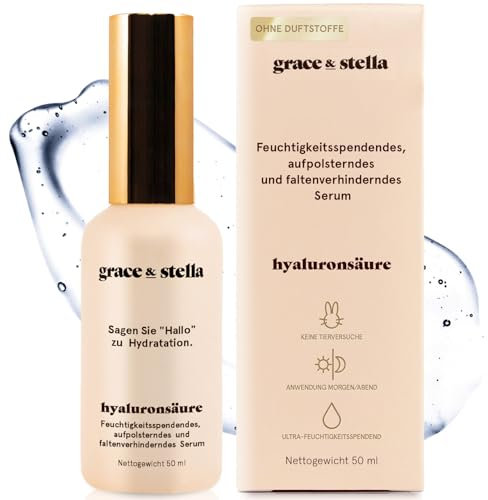 grace & stella Award Winning Hyaluronic Acid Serum (50ml), Anti-Aging Serum with Hydrating and Brightening Properties, Vegan and Paraben-Free