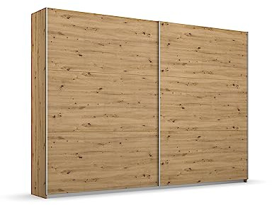 Rauch Möbel Aurelio, Schwebetürenschrank, Eiche Artisan, Breite 261 cm | Kleiderschrank mit Schwebetüren, Schiebetüren, 2-türig, für Schlafzimmer, Kinderzimmer, Wohnzimmer, Gästezimmer, Garderobe