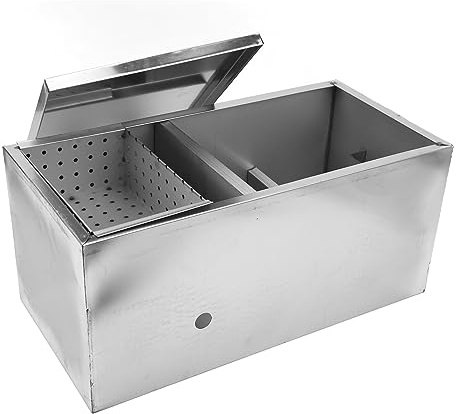 Commercial Grease Trap 4 Gallons Per Minute, Stainless Steel Grease Interceptor Trap Oil Water Separator with Removable Filter Basket for Kitchen Restaurant