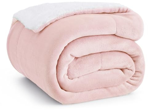 BEDSURE Sherpa Kuscheldecke Flauschig 150x200 - Sofadecke, Rosa | Dicke Wolldecke, Weich Tagesdecke, Geschenke für Frauen, Warm Wohndecke für Couch, Schlafzimmer & Wohnzimmer,Waschbar