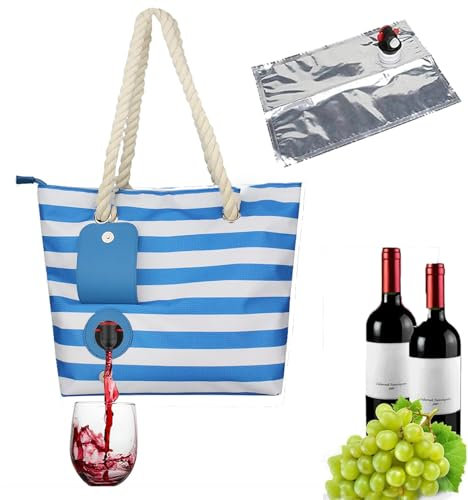 Weintasche mit Zapfhahn, Picknicktasche mit Auslaufsicherem und Isoliertem Fach, Tragbare Wärmedämmung Wein Tragetasche für 2 Flaschen Wein, für Strand, Reisen, Picknick, Camping