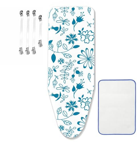 Bügelbrettbezug für Dampfbügelstation, geeignet für Bügelbrett von 30–45 cm x 110–125 cm, mit 4 Spannern, 1 Bügeltuch