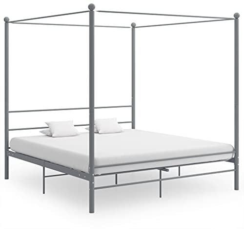 Generisch Kangmusi Himmelbett Grau Metall 200x200 cm, Grau 325071