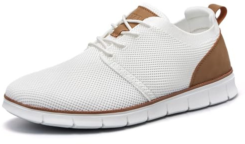 LEZTA Schuhe Herren Anzugschuhe Sneaker Oxfords Business Mesh Stoff Atmungsaktiv Sportschuhe Tennisschuhe Walkingschuhe Komfortabel Weiß B 43 EU