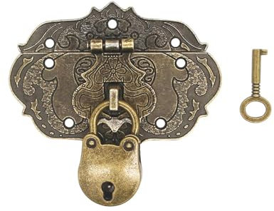 QLEUIFT 1 PCS Chiusure antiche Vintage, Design in Ferro Bronzo, Chiusure per mobili, raccordi per Tende, Serrature su Casse
