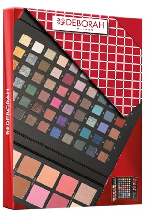 Deborah Milano - Trousse Set Regalo Donna Make Up Beauty Gift n.4 Large, Include Palette di Ombretti, Gloss, Rossetti e Polveri Viso dai diversi Finish e Colori, in Carta FSC