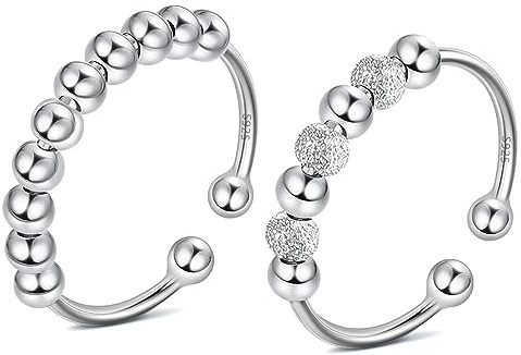 J.Fée Anxiety Ring Silber 925 Stress Ring Damen Stressring Silber Ringe 925 Frauen Angstring Silber Anxiety Ringe Verstellbar Ringe Für Frauen