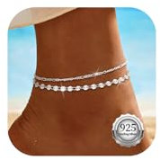 Nelytiya Sommer Fussketten Für Frauen Silber 925 Zierlich Geschichtet Fußkettchen Für Damen Wasserfest Perlen Fußkettchen Set