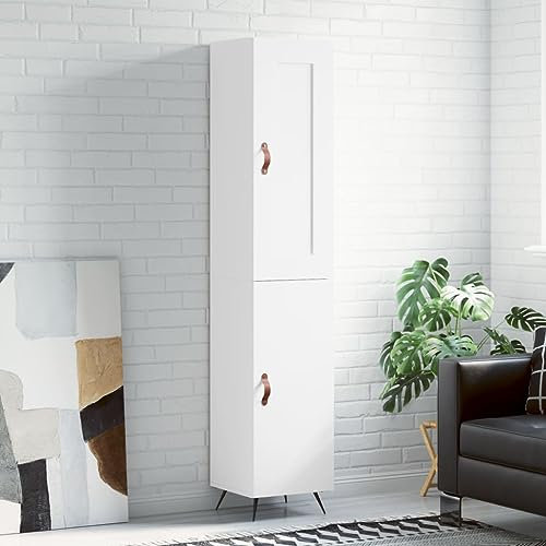 MOBCANT Highboard, Vitrinenschrank Aufbewahrungsschrank Kabinettmöbel Küchenbuffet Geeignet für Foyer Schlafzimmer Wohnbereich Küche Weiß 34,5x34x180 cm Holzwerkstoff