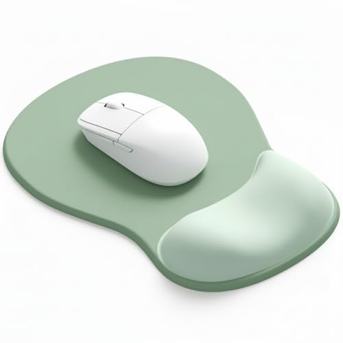 Giecy Mouse Pad with Gel Wrist Rest, Ergonomic Comfortable Computer Wrist Support for Laptop, Pain Relief Mousepad with Non-Slip PU Base for Office & Home (Green)