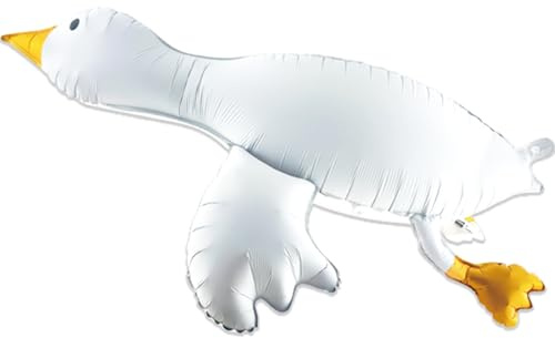 Ovanda XXL Weiße Gans Folienballon,Gans Luftballons Geburtstag | Goose Ballon Tiere Ballons,Kindergeburtstag Deko,Bauernhof Geburtstag Deko,Folienballon Tiere,Helium Ballons,Ballon Animals