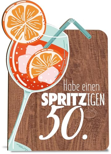 50 Geburtstag Frau Karte - Geburtstagskarte mit Umschlag - hochwertige Aperol-Geburtstagskarte für Erwachsene, schön gestalteter Gruß zum Ehrentag, Grußkarte zum Geburtstag