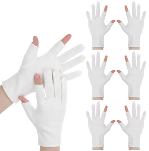 LLOUSSAK - 4 paia di guanti in cotone morbido, per la cura delle mani, in cotone, per mani asciutte