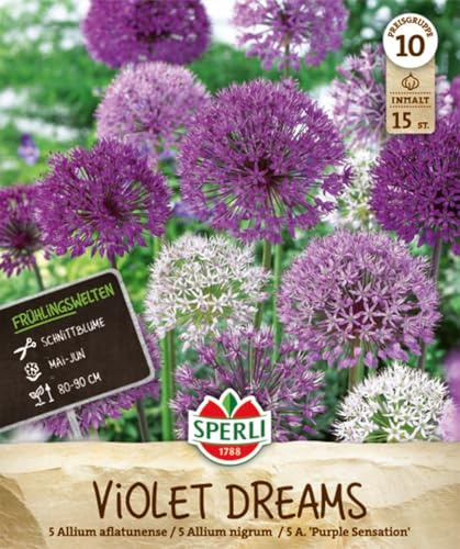 Sperli Frühlingsgarten Violet Dreams 464511 Blumenzwiebeln Allium Zierlauch Herbstblumenzwiebeln pink-violetter Mix große Kugelblüten bienenfreundlich winterhart mehrjährig