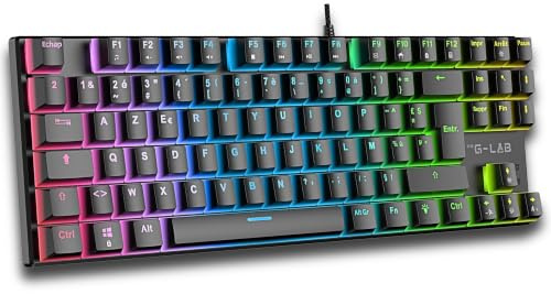 The G-Lab Keyz Mercury EX - Teclado mecánico TKL Red Switch | AZERTY FR, con cable USB, formato TKL, interruptor rojo mecánico, RGB 20 modos luminosos, antifantasma 26 teclas