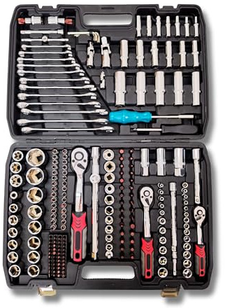 Maletín de Herramientas 216 Piezas Profesional con Carracas Vasos Llaves y Puntas - Kit Completo Mecánica Caja herramientas completa