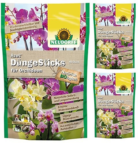 3 x 40 (120 Stk) Neudorff Azet DüngeSticks für Orchideen, NPK-Dünger 8-2-5